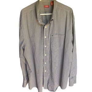 Izod Men's Button Down Black Plaid Shirt, Size XXL